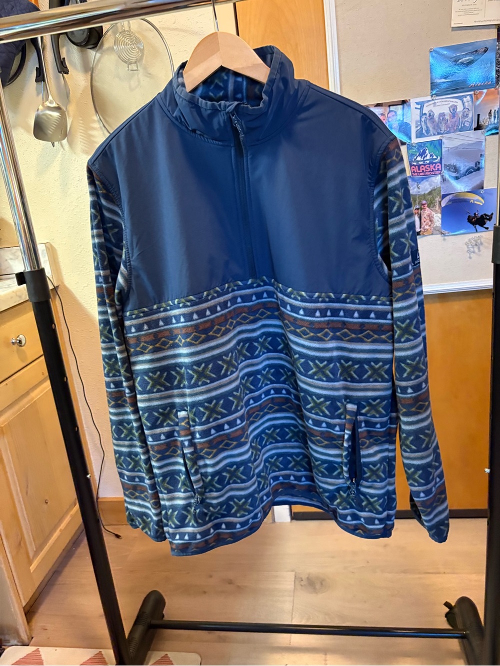 Ascend Blue Patterned Half-Zip Windbreaker